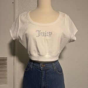 Juicy Couture White Embellished Crop Top
